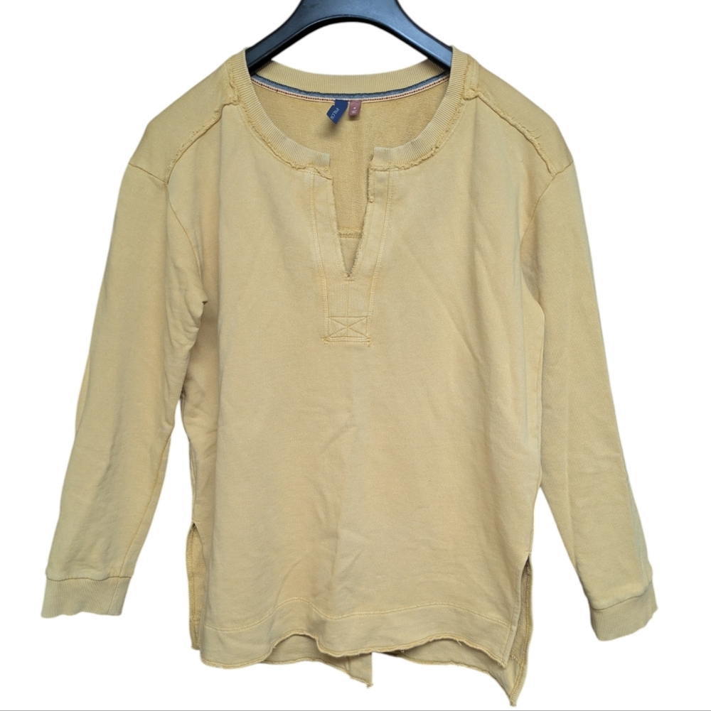 Pilcro By Anthropologie Yellow Split-Hem Tunic Length Sweatshirt Size Medium